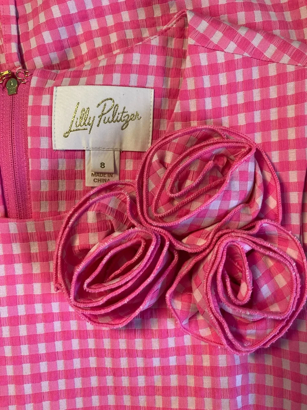 Lilly Pulitzer Edita Stretch Shift Size 8 Pink Check Summer Dress - Picture 2 of 16